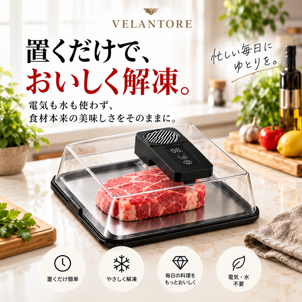 VELANTORE｜急速解凍ボックス – 毎日の料理を、もっと快適に