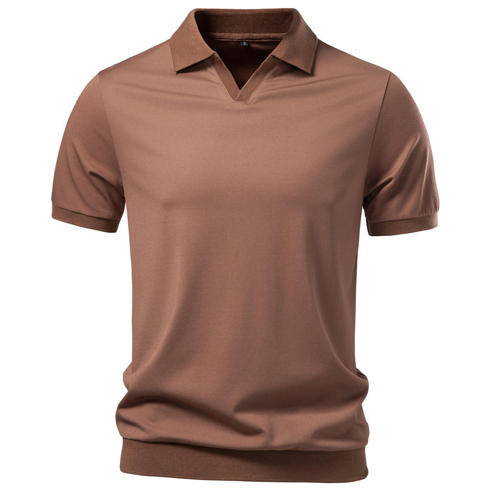 2026 Spring/Summer New Cross-Border Tencel Polo Shirt, Old Money Style, Silky Flow, Business Men's Seagull Collar Polo Shirt