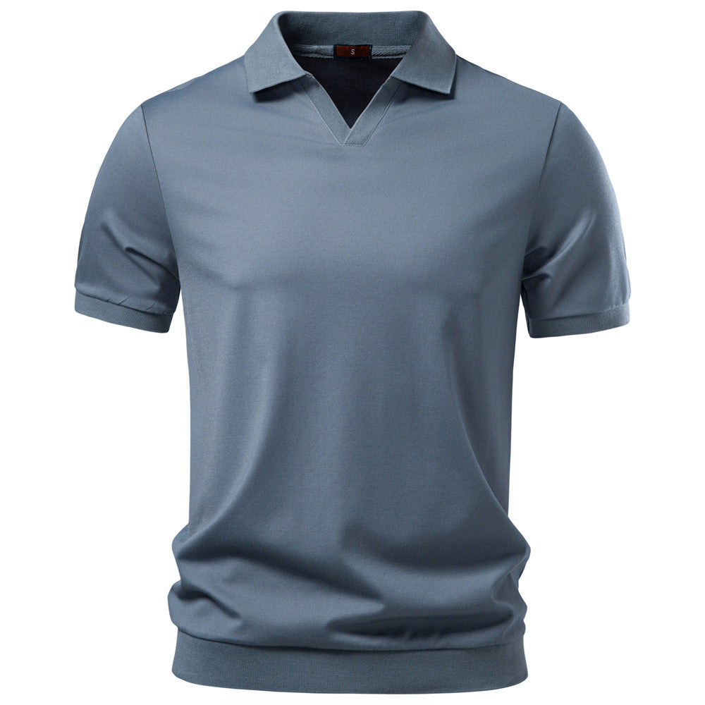 2026 Spring/Summer New Cross-Border Tencel Polo Shirt, Old Money Style, Silky Flow, Business Men's Seagull Collar Polo Shirt