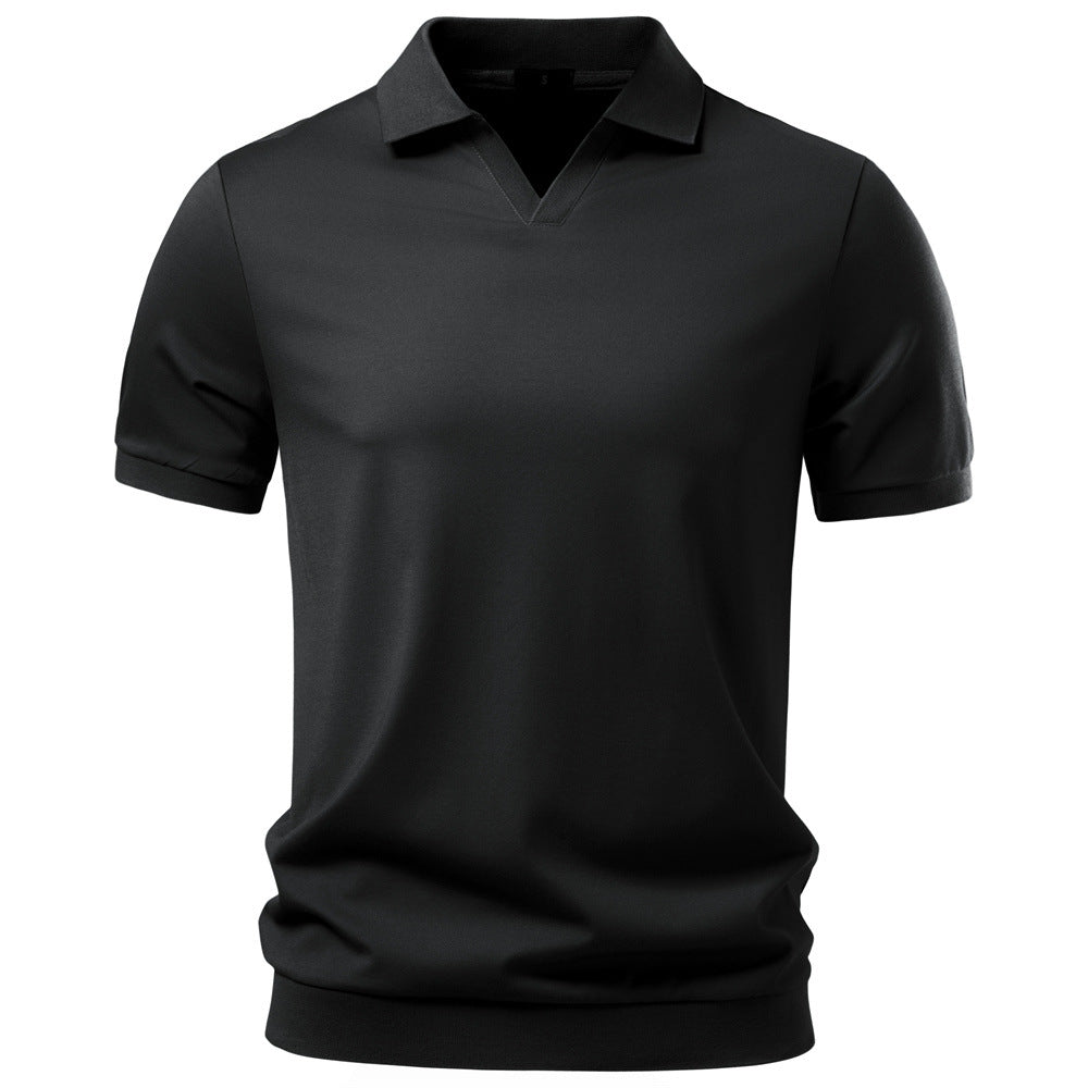 2026 Spring/Summer New Cross-Border Tencel Polo Shirt, Old Money Style, Silky Flow, Business Men's Seagull Collar Polo Shirt