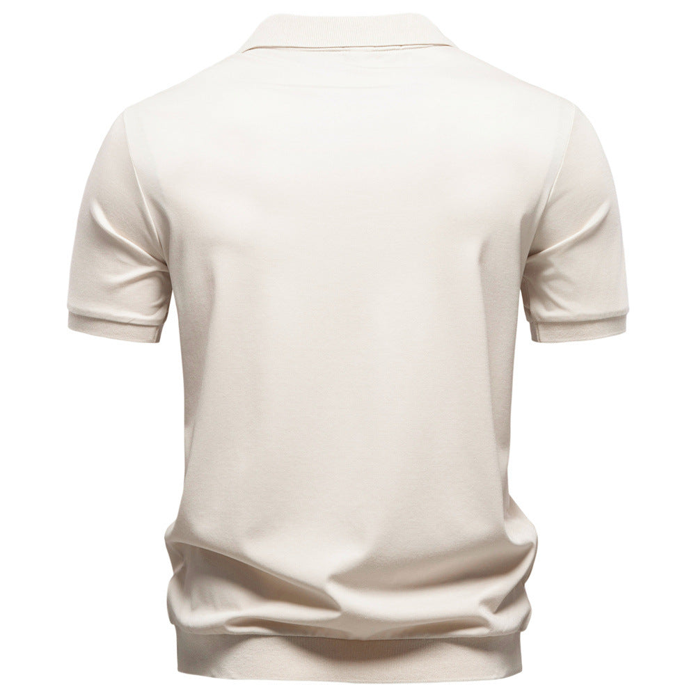 2026 Spring/Summer New Cross-Border Tencel Polo Shirt, Old Money Style, Silky Flow, Business Men's Seagull Collar Polo Shirt