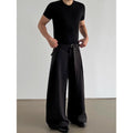 American retro old money style pleated trousers men's autumn cleanfit loose straight wide leg A-line casual trousers